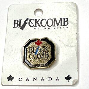 Blackcomb Mountain Whistler BC Souvenir Pin W/ Maple Leaf & Card Backing Canada